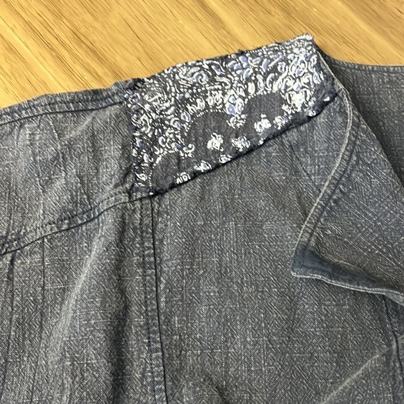 ANTHROPOLOGIE BLUE COTTON KIMONO ORIGAMI STYLE TOP XS - Picture 15 of 16